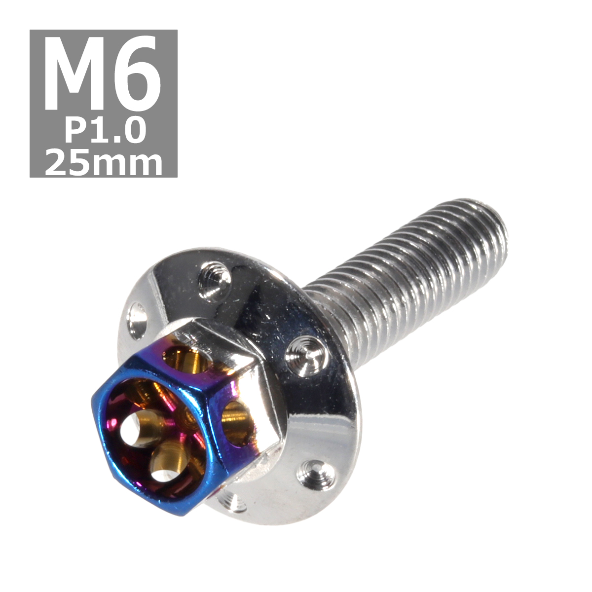 六角ボルト M6×25mm P1.0 フラワーヘッド ワイドフランジ ステンレス シルバー＆焼きチタンカラー 1個 TB0974 | ブランド登録なし