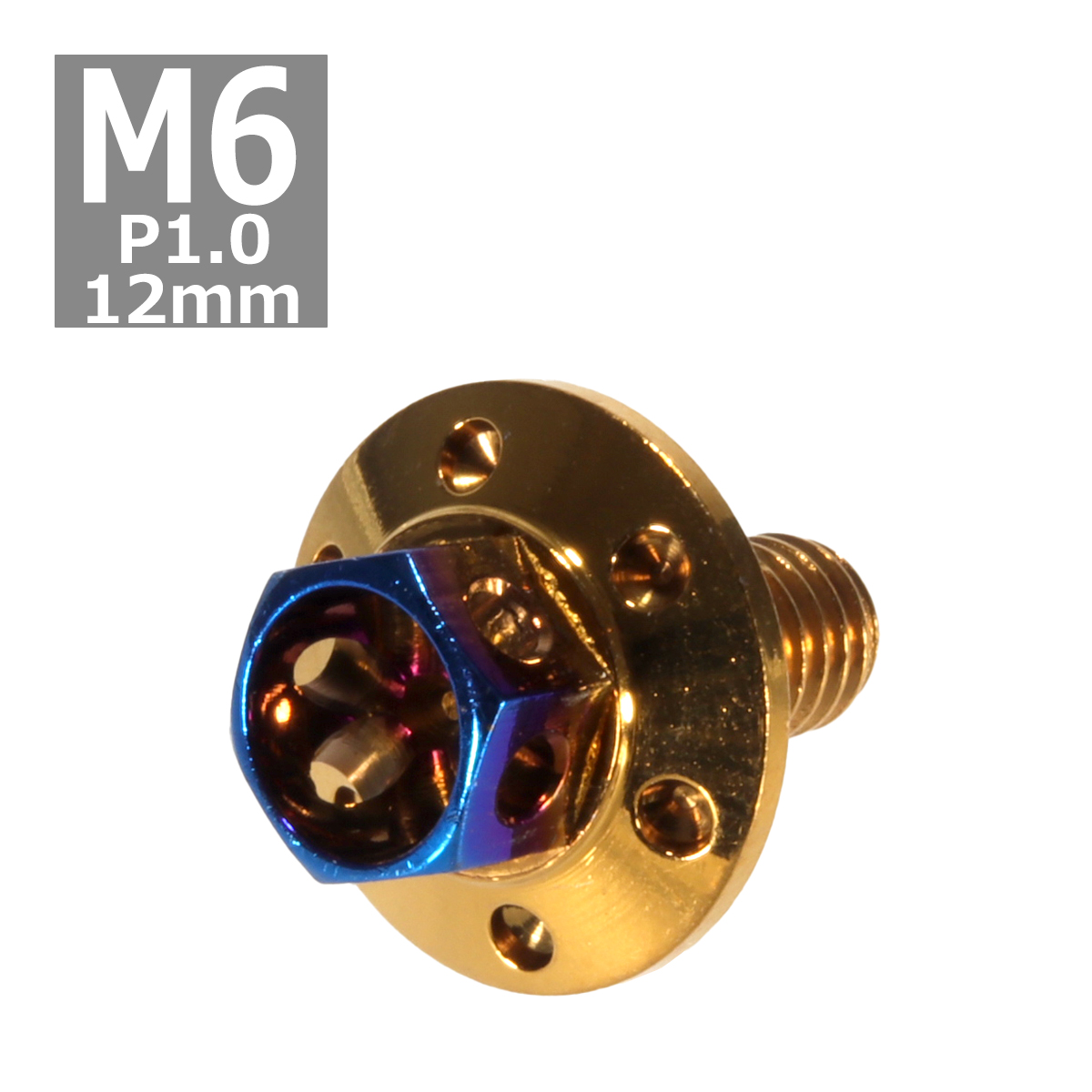 六角ボルト M6×12mm P1.0 フラワーヘッド ワイドフランジ ステンレス ゴールド＆焼きチタンカラー 1個 TB0976 | ブランド登録なし
