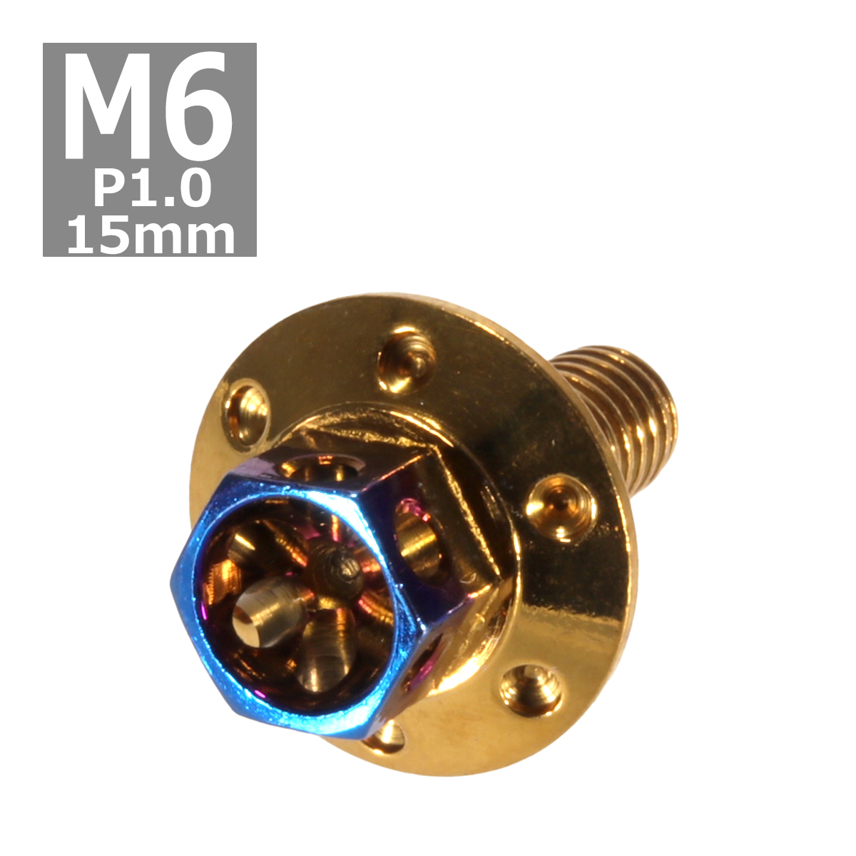 六角ボルト M6×15mm P1.0 フラワーヘッド ワイドフランジ ステンレス ゴールド＆焼きチタンカラー 1個 TB0977 | ブランド登録なし