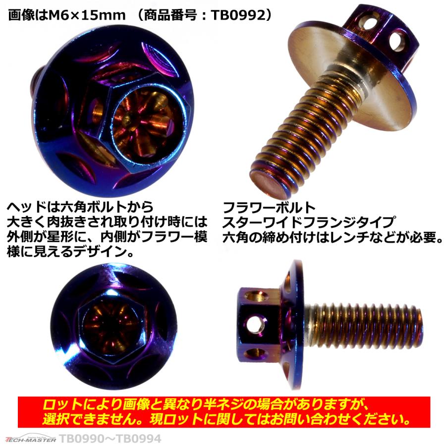 六角ボルト M6×25mm P1.0 フラワーヘッド スターワイドフランジ ステンレス 焼きチタンカラー 1個 TB0994 | ブランド登録なし | 02