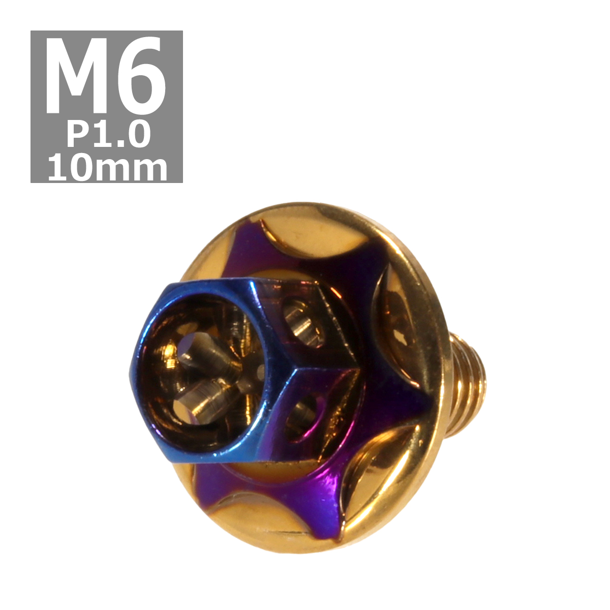 六角ボルト M6×10mm P1.0 フラワーヘッド スターワイドフランジ ステンレス ゴールド＆焼きチタンカラー 1個 TB1000 | ブランド登録なし
