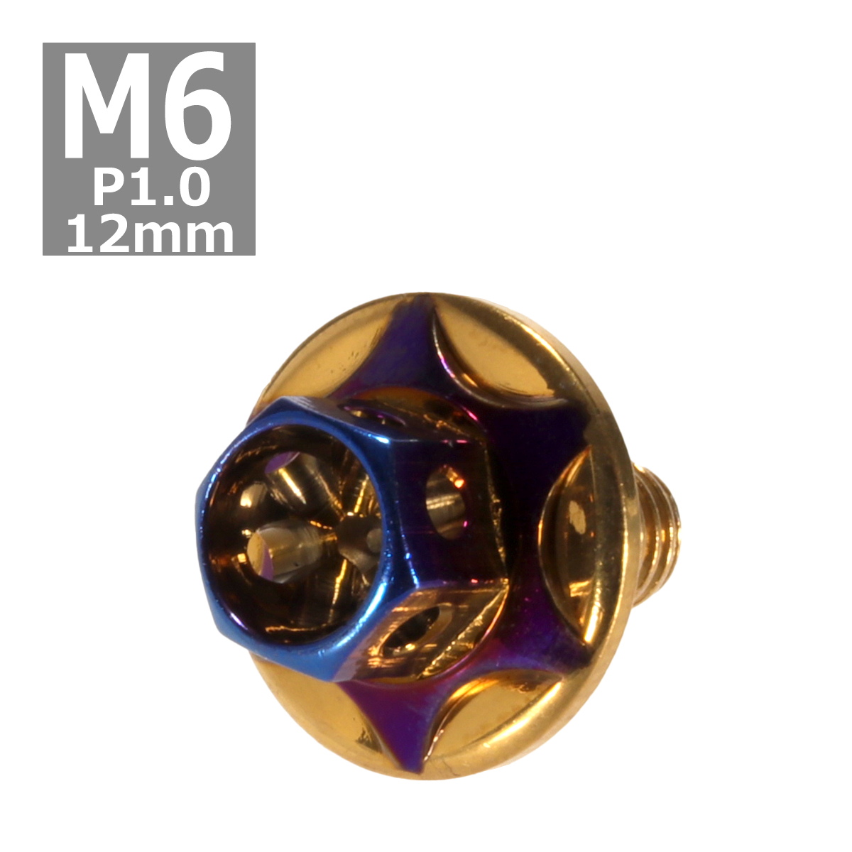 六角ボルト M6×12mm P1.0 フラワーヘッド スターワイドフランジ ステンレス ゴールド＆焼きチタンカラー 1個 TB1001 | ブランド登録なし