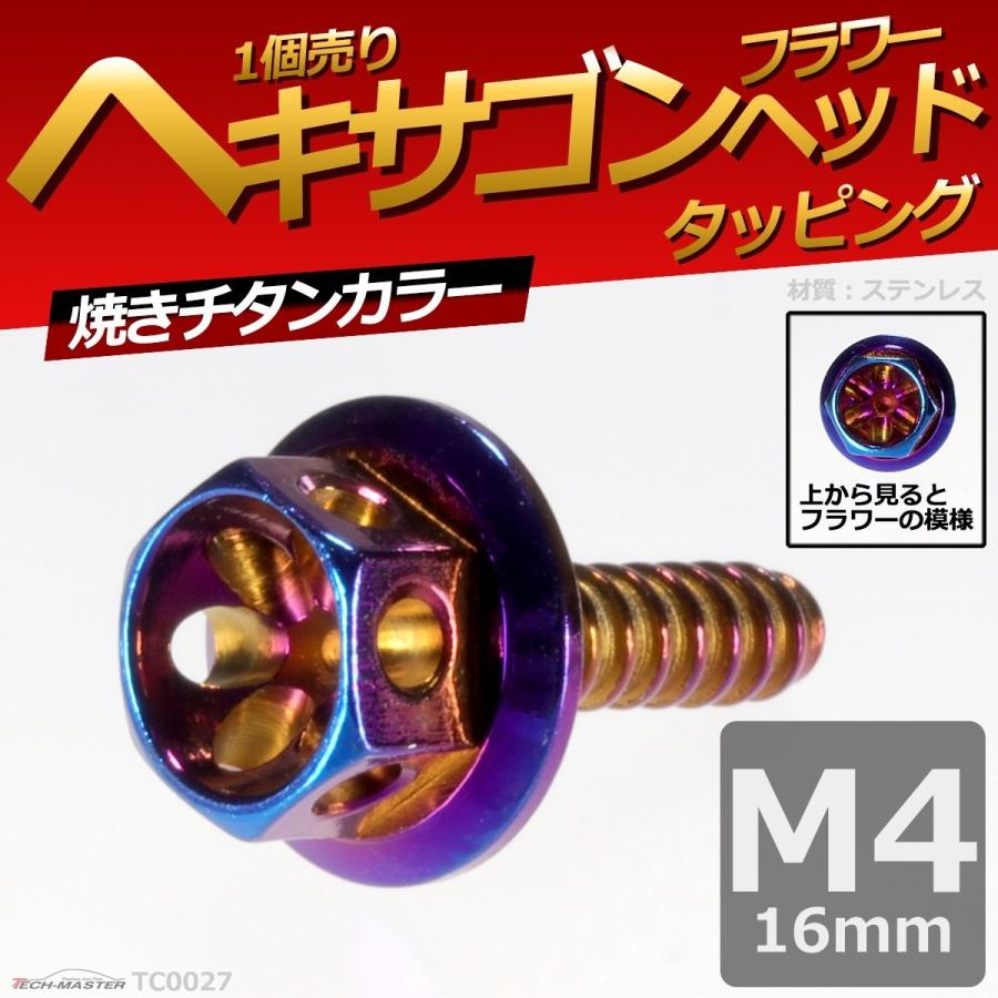 M4×16mm タッピングネジ タッピングビス タッピングボルト 焼きチタンカラー ステンレス 1本 TC0027 | ブランド登録なし | 01