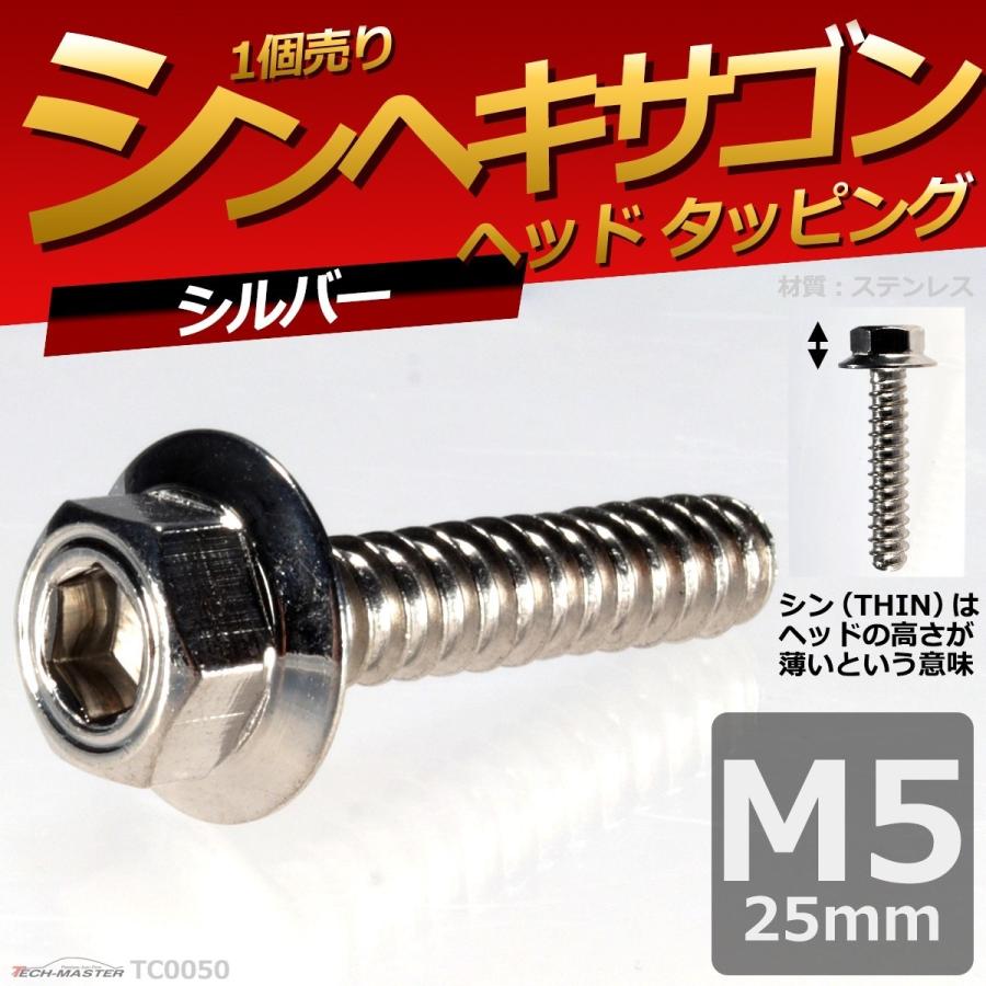 M5×25mm タッピングネジ タッピングビス タッピングボルト シルバー ステンレス 1本 TC0050 | ブランド登録なし | 01