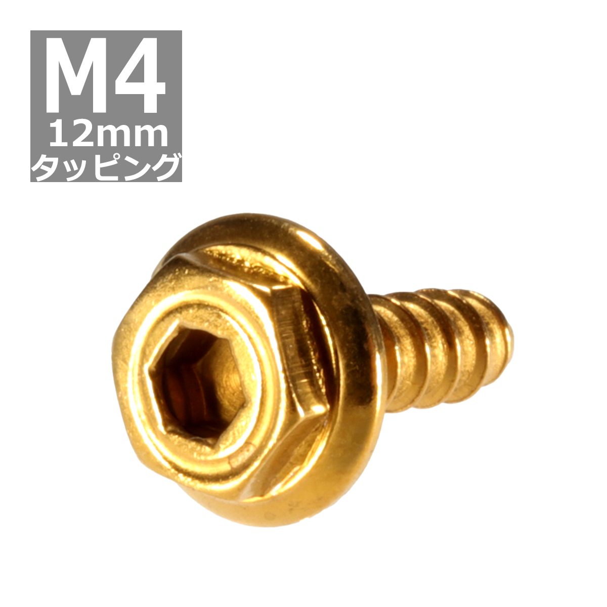 M4×12mm タッピングネジ タッピングビス タッピングボルト ゴールド ステンレス 1本 TC0051｜tech