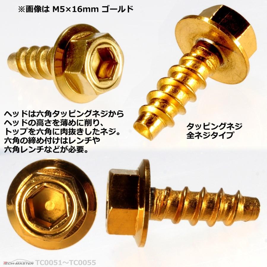 M5×16mm タッピングネジ タッピングビス タッピングボルト ゴールド ステンレス 1本 TC0053｜tech｜03