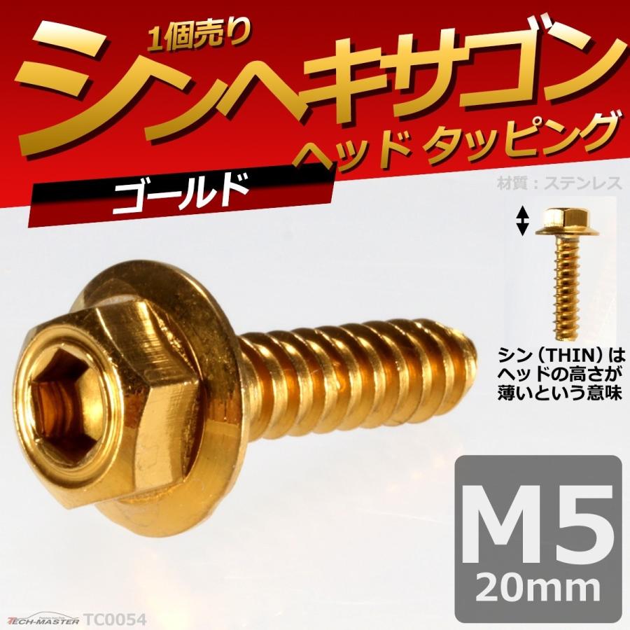 M5×20mm タッピングネジ タッピングビス タッピングボルト ゴールド ステンレス 1本 TC0054 | ブランド登録なし | 01