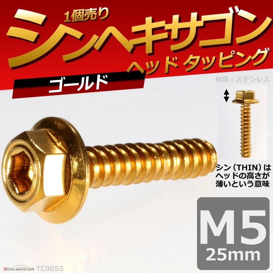 M5×25mm タッピングネジ タッピングビス タッピングボルト ゴールド ステンレス 1本 TC0055 | ブランド登録なし | 01