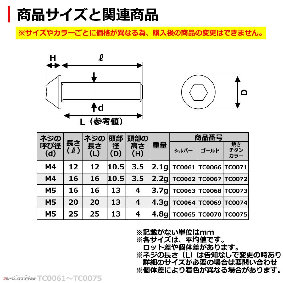 M5×16mm タッピングネジ タッピングビス タッピングボルト 焼きチタンカラー ステンレス 1本 TC0073｜tech｜04