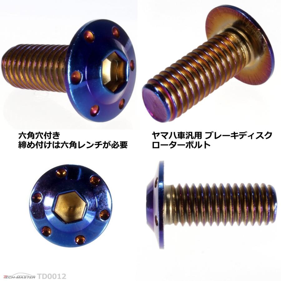 ブレーキディスク ローターボルト M8×20mm P1.25 ヤマハ用 ホールヘッド H-1 車/バイク 焼きチタンカラー 1個 TD0012 | ブランド登録なし | 02