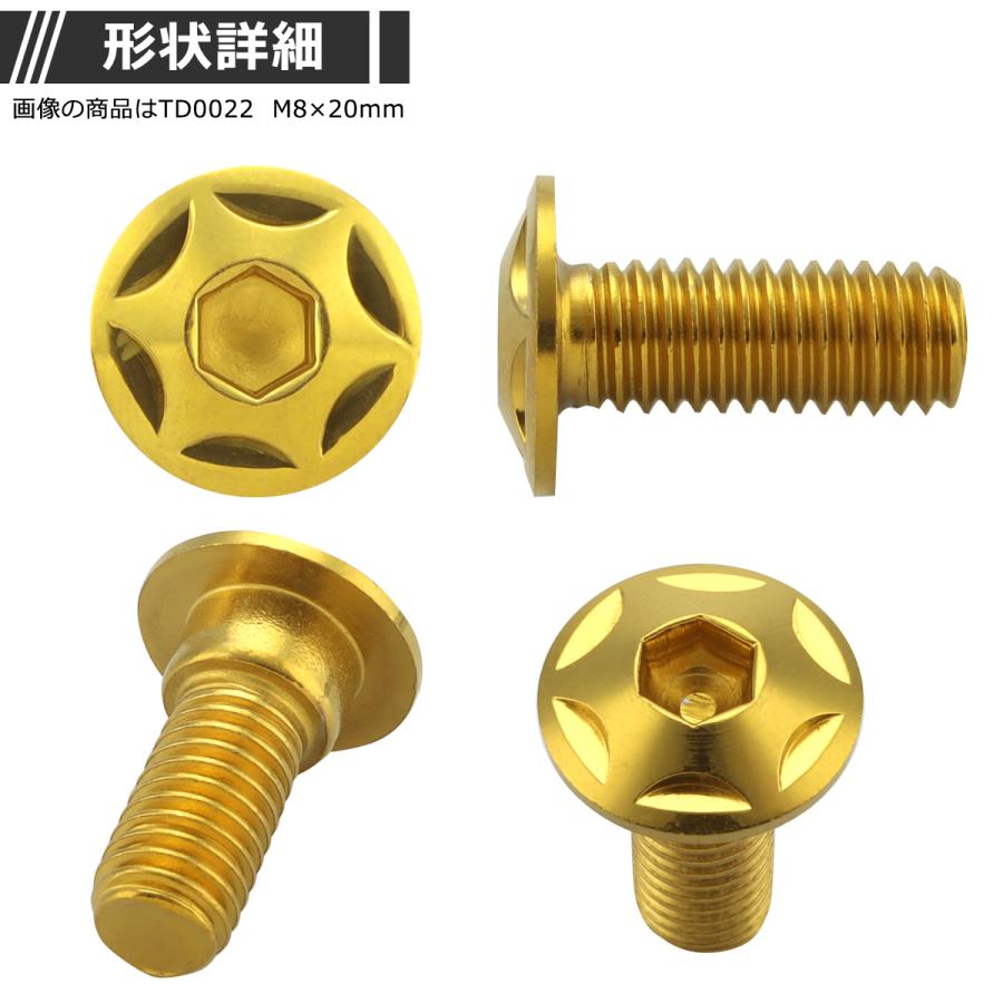 ブレーキディスク ローターボルト M8×20mm P1.25 ホンダ用 スターヘッド 車/バイク ゴールドカラー TD0016 | ブランド登録なし | 02