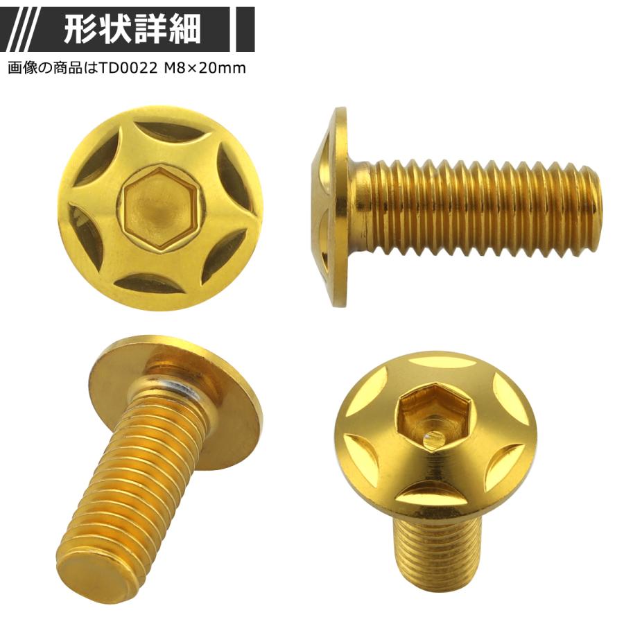 ブレーキディスク ローターボルト M8×20mm P1.25 ヤマハ用 スターヘッド 車/バイク ゴールドカラー TD0022 | ブランド登録なし | 02
