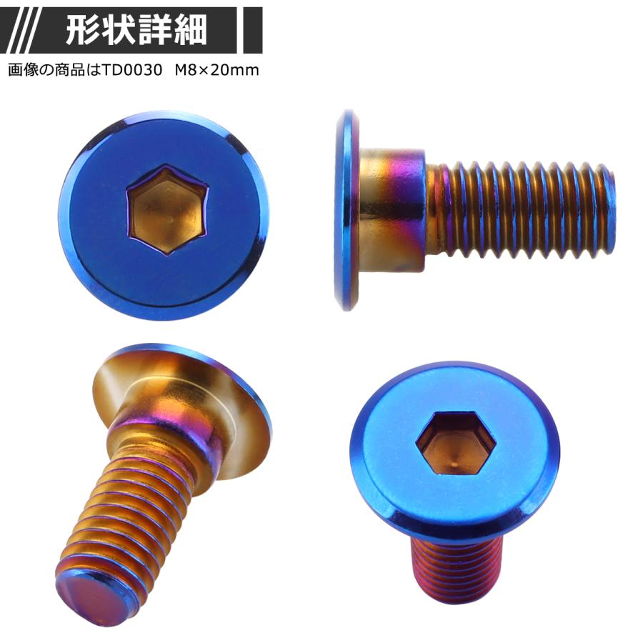 ブレーキディスク ローターボルト M8×20mm P1.25 ホンダ用 フラットヘッド 車/バイク 焼きチタンカラー 1個 TD0030 | ブランド登録なし | 02