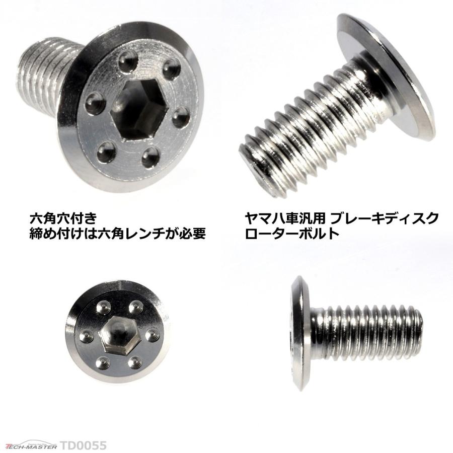 ブレーキディスク ローターボルト M8×15mm P1.25 ヤマハ用 シンホールヘッド 車/バイク シルバー 1個 TD0055 | ブランド登録なし | 02