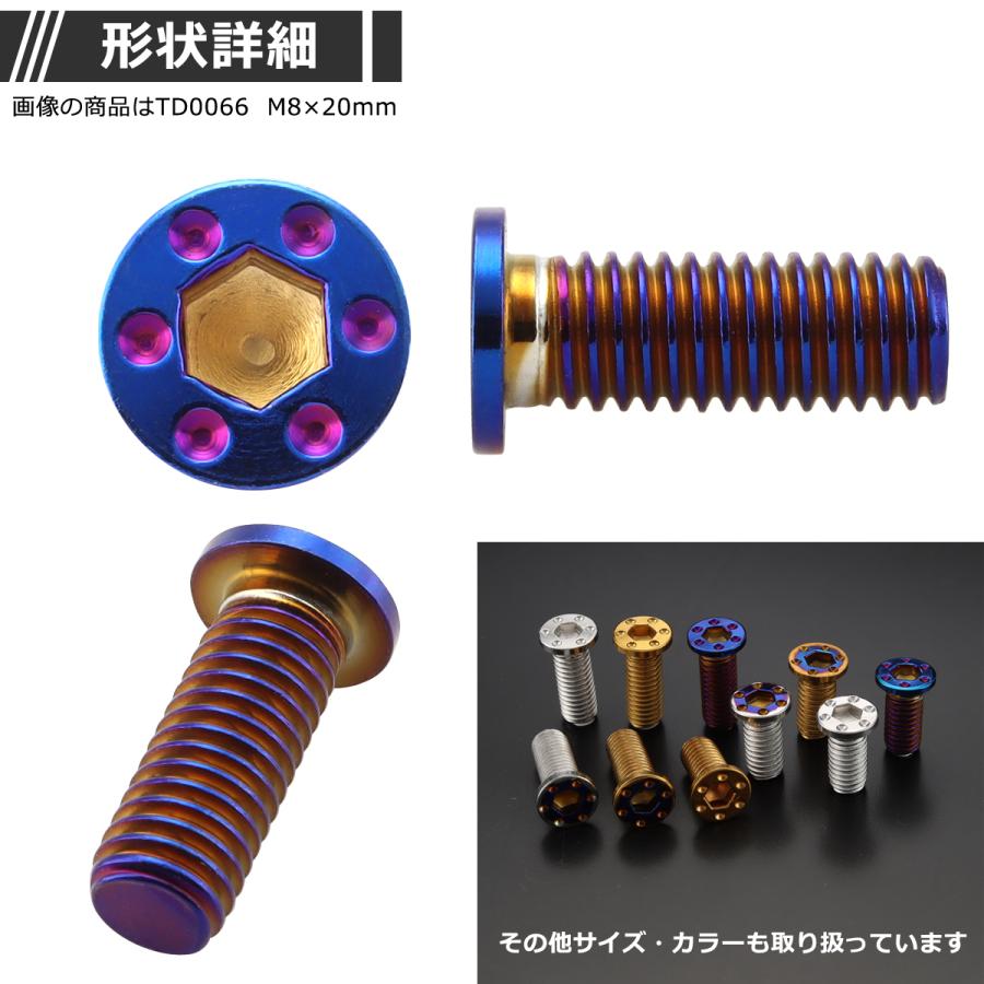 ブレーキディスク ローターボルト M8×15mm P1.25 ヤマハ用 ミニフラット ホールヘッド 焼きチタンカラー 1個 TD0065 | ブランド登録なし | 02