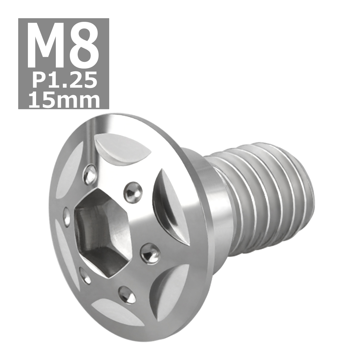 ブレーキディスク ローターボルト M8×15mm P1.25 ホンダ用 スターホールヘッド 車/バイク シルバーカラー 1個 TD0097 | ブランド登録なし | 03