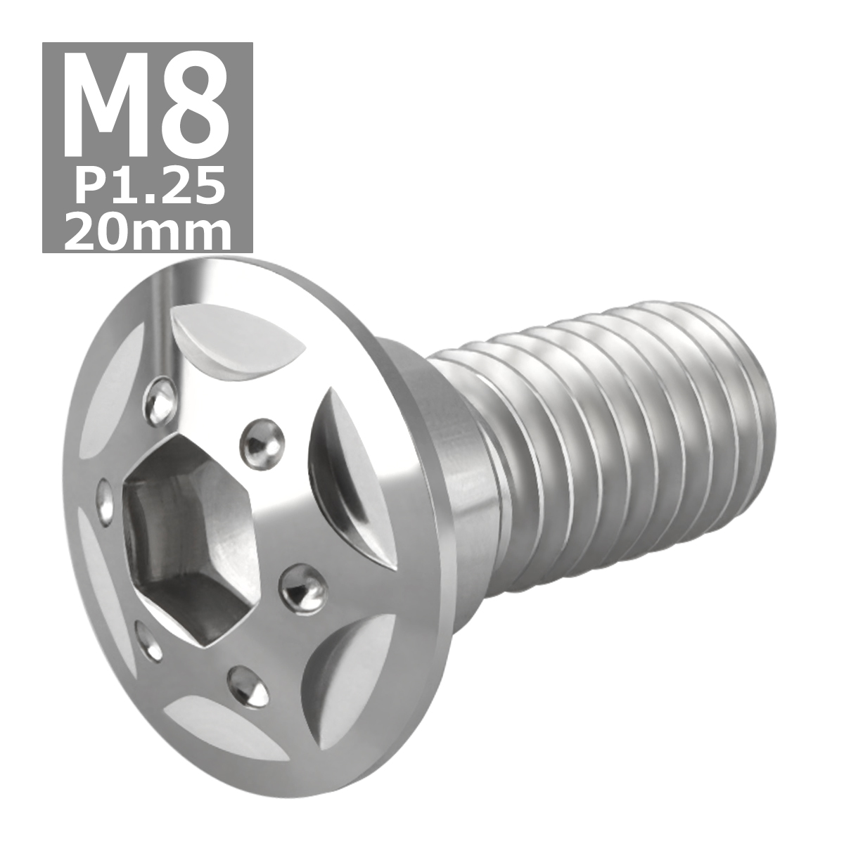 ブレーキディスク ローターボルト M8×20mm P1.25 ホンダ用 スターホールヘッド 車/バイク シルバーカラー 1個 TD0098 | ブランド登録なし | 03