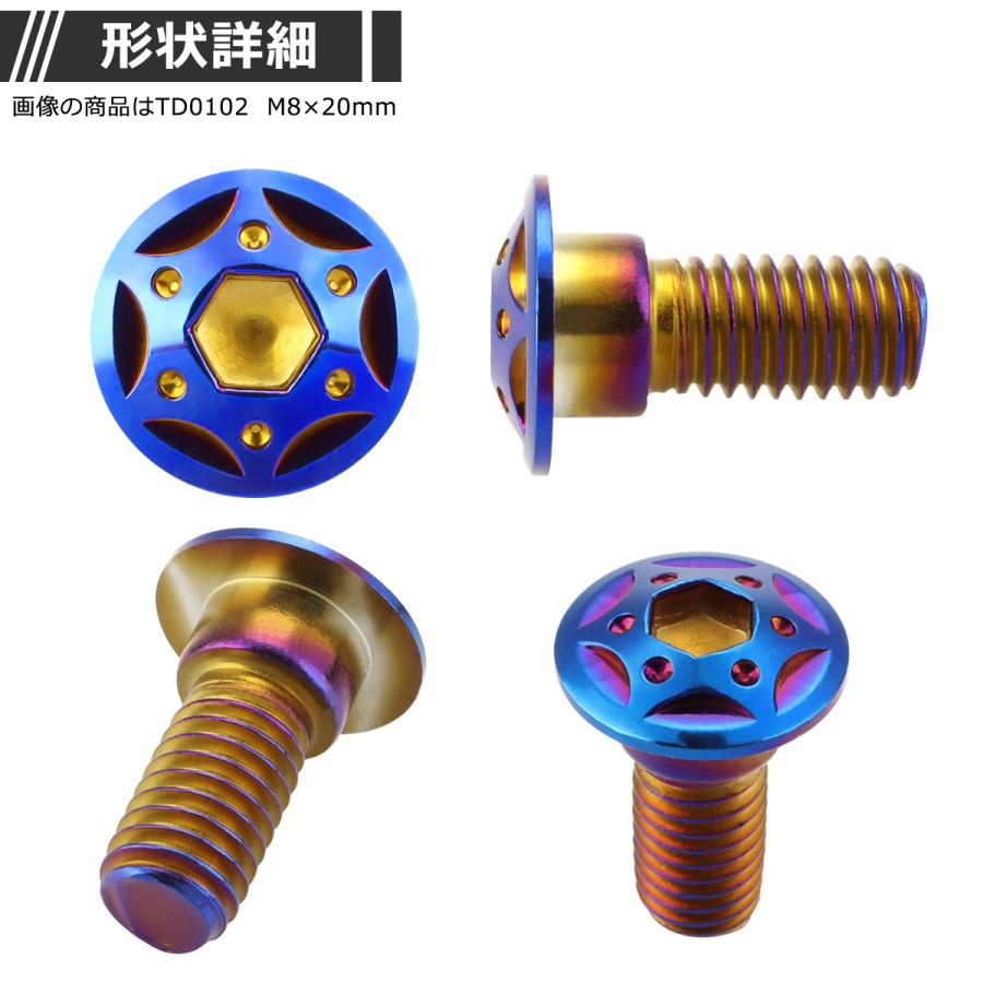 ブレーキディスク ローターボルト M8×20mm P1.25 ホンダ用 スターホールヘッド 車/バイク 焼きチタンカラー 1個 TD0102 | ブランド登録なし | 02