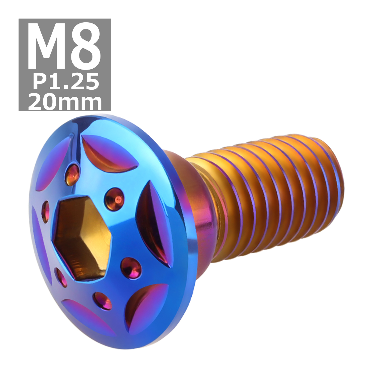 ブレーキディスク ローターボルト M8×20mm P1.25 ホンダ用 スターホールヘッド 車/バイク 焼きチタンカラー 1個 TD0102 | ブランド登録なし | 03
