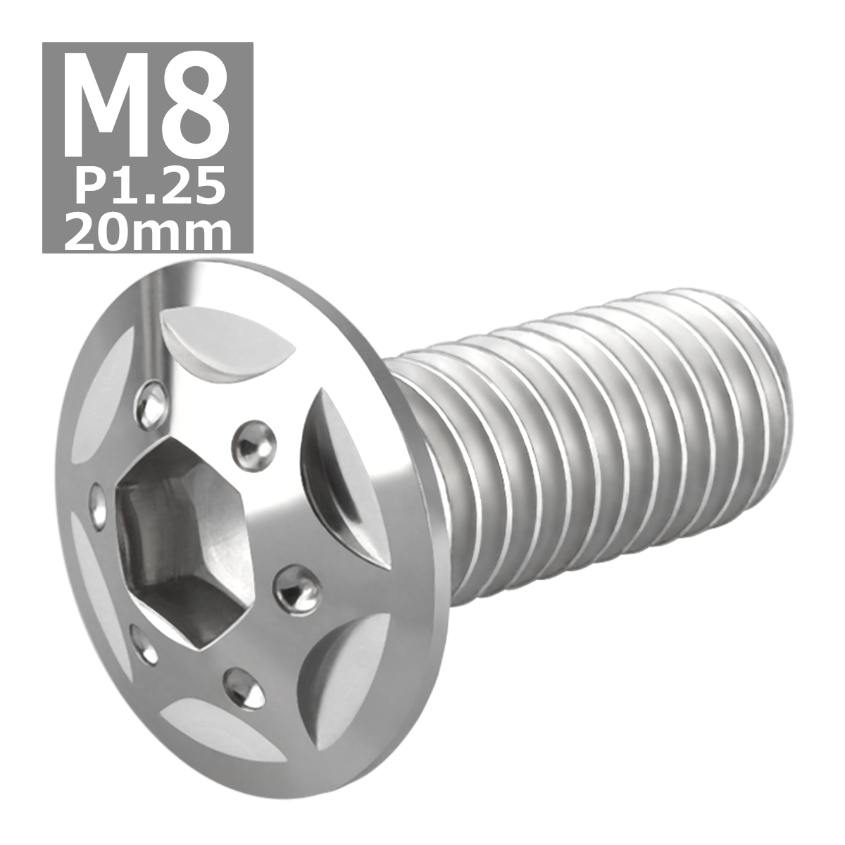ブレーキディスク ローターボルト M8×20mm P1.25 ヤマハ用 スターホールヘッド 車/バイク シルバーカラー 1個 TD0104 | ブランド登録なし | 03