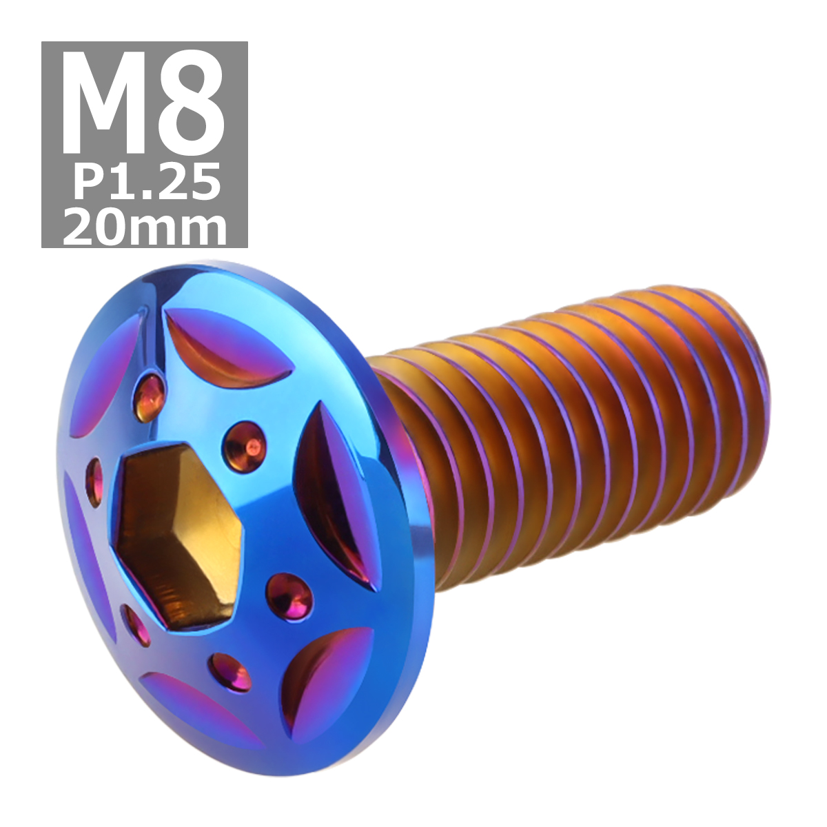 ブレーキディスク ローターボルト M8×20mm P1.25 ヤマハ用 スターホールヘッド 車/バイク 焼きチタンカラー 1個 TD0108 | ブランド登録なし | 03