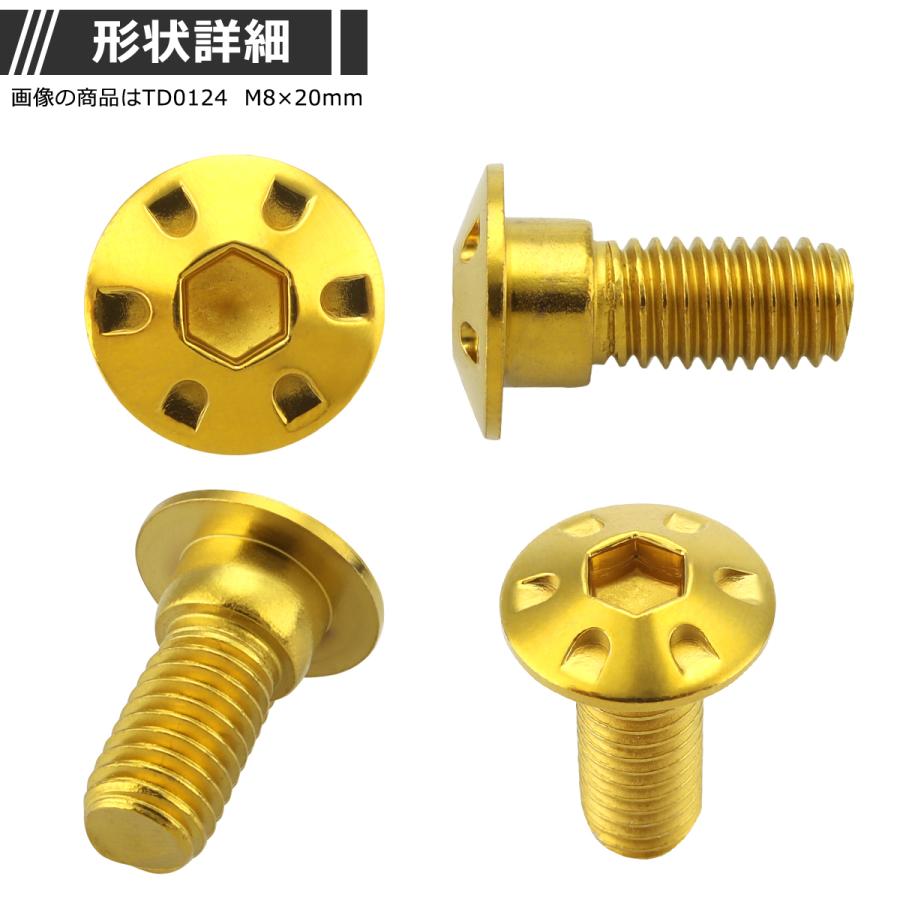 ブレーキディスク ローターボルト M8×15mm P1.25 ホンダ用 デザインヘッド 車/バイク ゴールドカラー 1個 TD0123 | ブランド登録なし | 02