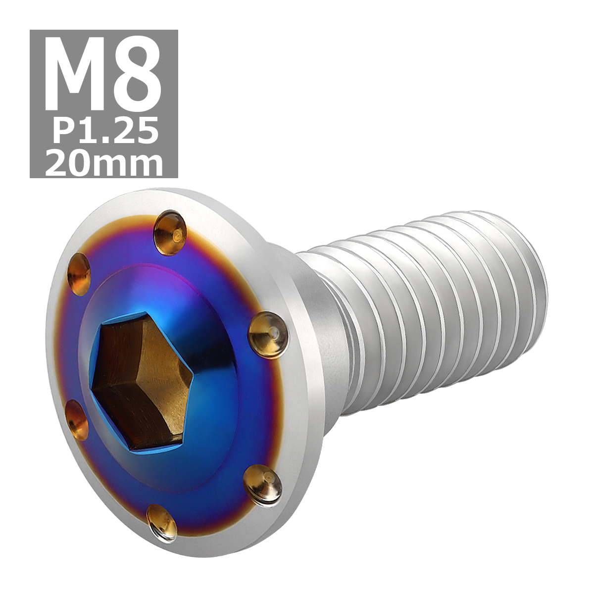 ブレーキディスク ローターボルト M8×20mm P1.25 ホンダ用 ホールヘッドH-1 車/バイク シルバーカラー＆ブルー 1個 TD0302 | ブランド登録なし | 03