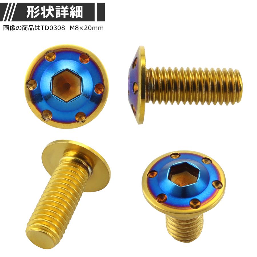 ブレーキディスク ローターボルト M8×20mm P1.25 ヤマハ用 ホールヘッドH-1 車/バイク ゴールドカラー＆ブルー 1個 TD0308 | ブランド登録なし | 02