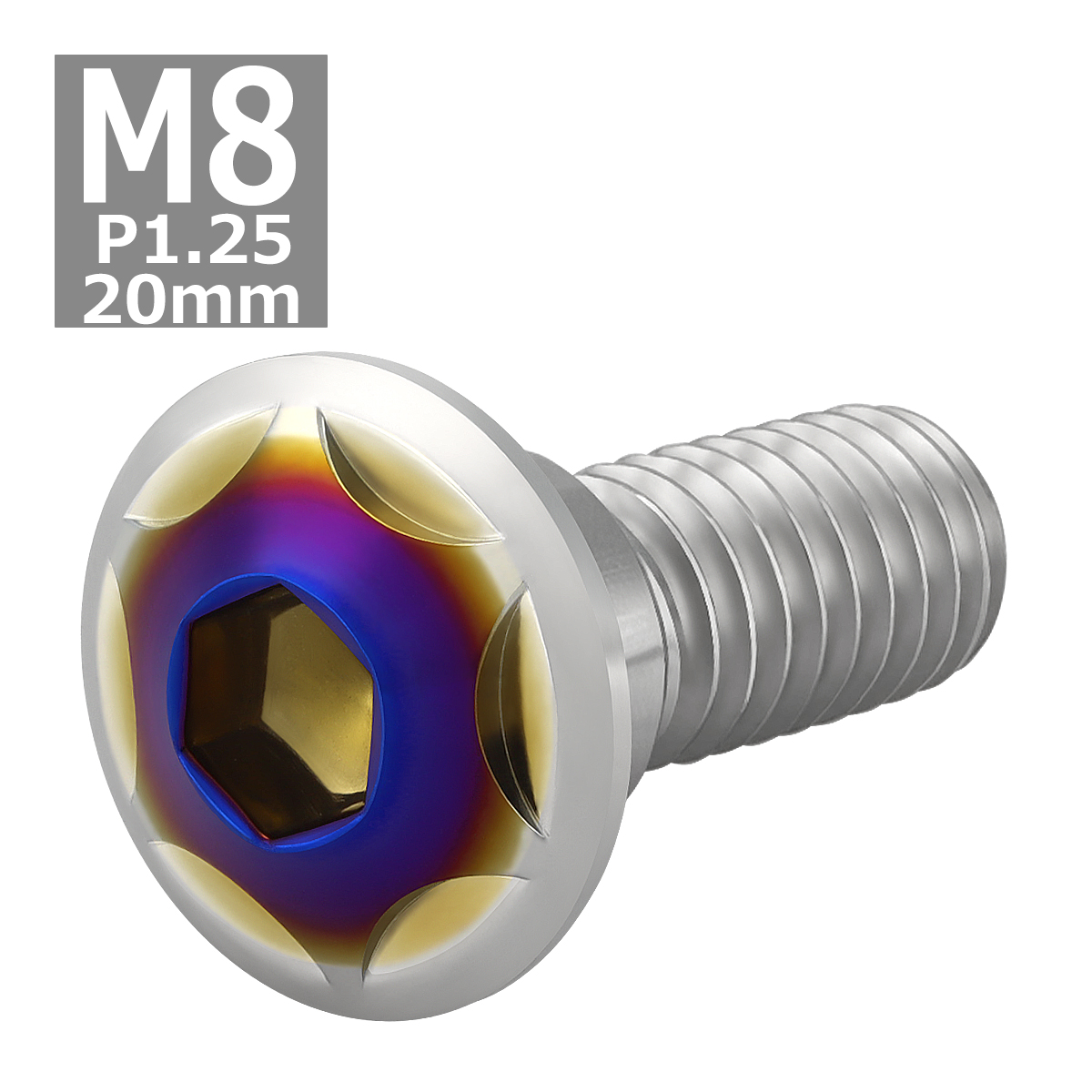 ブレーキディスク ローターボルト M8×20mm P1.25 ホンダ用 スターヘッド 車/バイク シルバーカラー&ブルー TD0310 | ブランド登録なし | 03