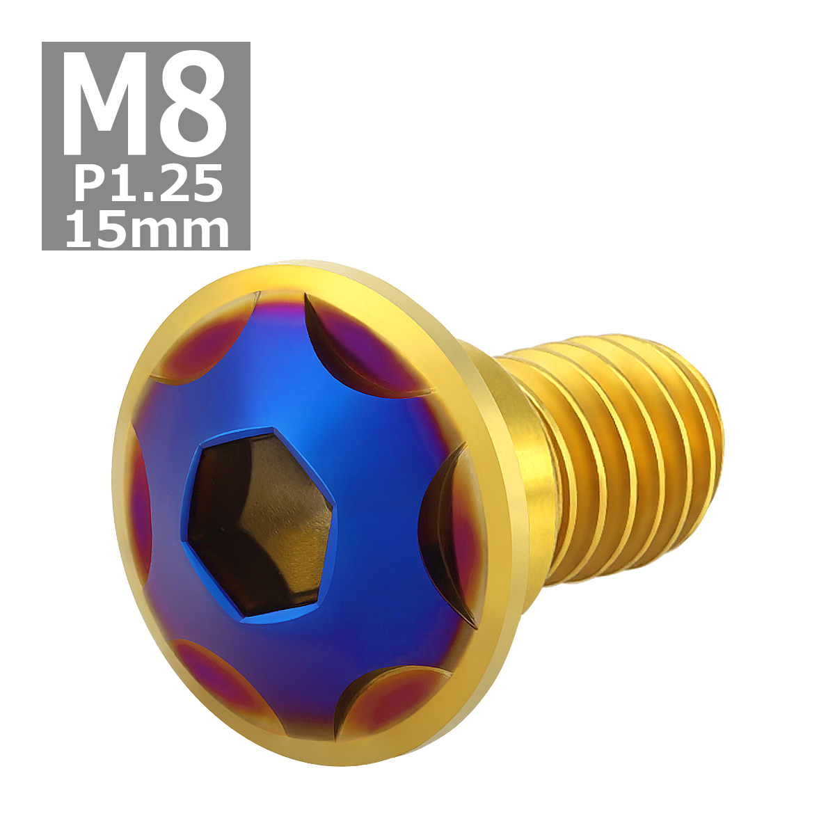ブレーキディスク ローターボルト M8×15mm P1.25 ホンダ用 スターヘッド 車/バイク ゴールドカラー&ブルー TD0311 | ブランド登録なし | 03