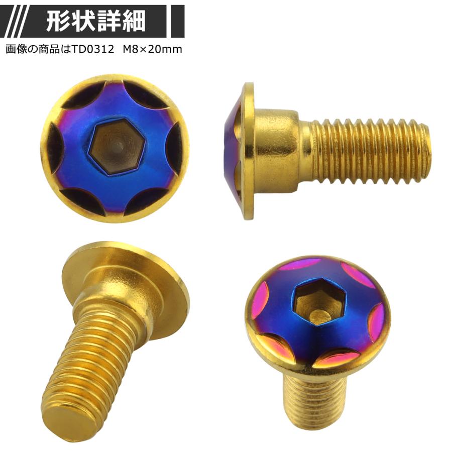 ブレーキディスク ローターボルト M8×20mm P1.25 ホンダ用 スターヘッド 車/バイク ゴールドカラー&ブルー TD0312 | ブランド登録なし | 02