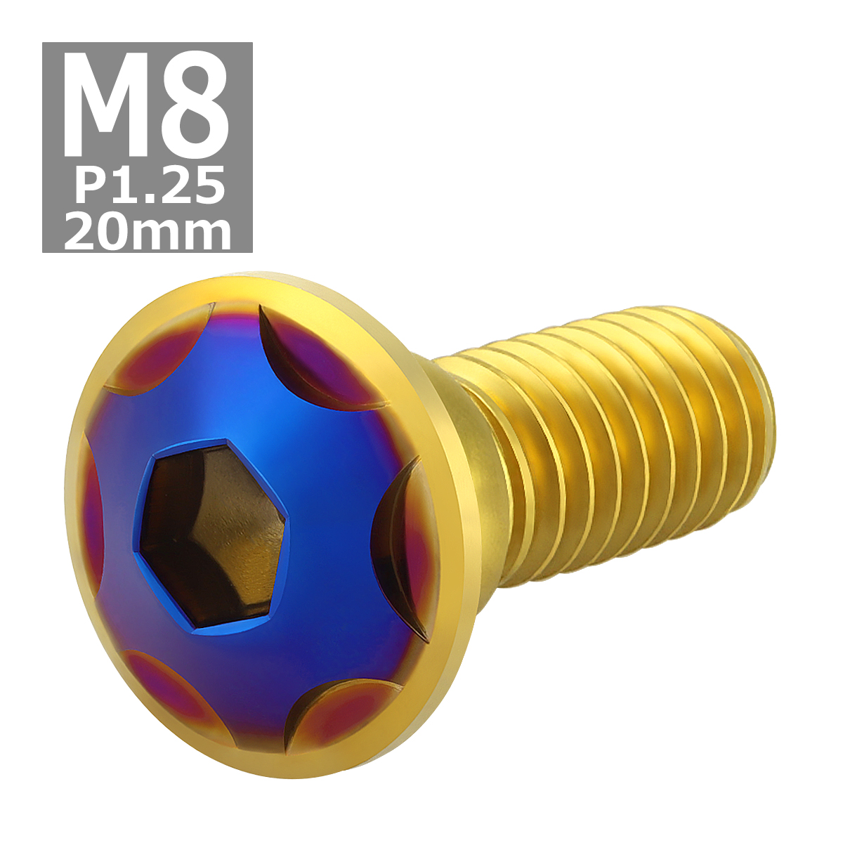 ブレーキディスク ローターボルト M8×20mm P1.25 ホンダ用 スターヘッド 車/バイク ゴールドカラー&ブルー TD0312 | ブランド登録なし | 03
