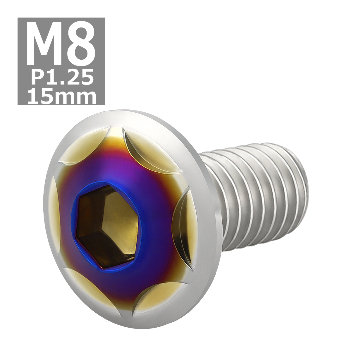 ブレーキディスク ローターボルト M8×15mm P1.25 ヤマハ用 スターヘッド 車/バイク シルバーカラー&ブルー TD0313 | ブランド登録なし | 03