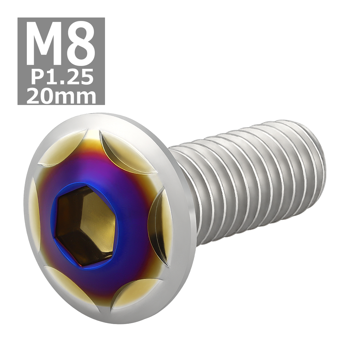 ブレーキディスク ローターボルト M8×20mm P1.25 ヤマハ用 スターヘッド 車/バイク シルバーカラー&ブルー TD0314 | ブランド登録なし | 03