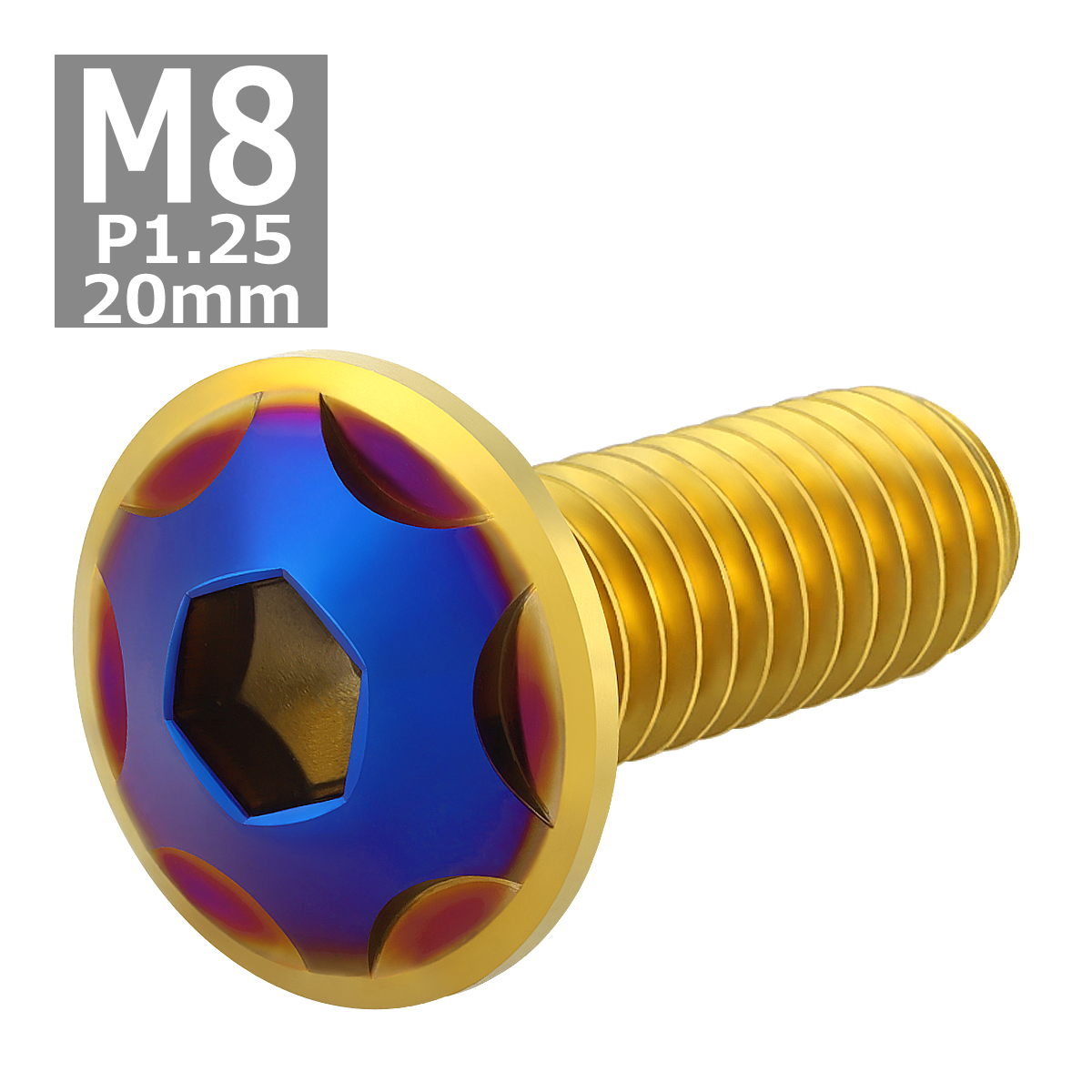 ブレーキディスク ローターボルト M8×20mm P1.25 ヤマハ用 スターヘッド 車/バイク ゴールドカラー&ブルー TD0316 | ブランド登録なし | 03