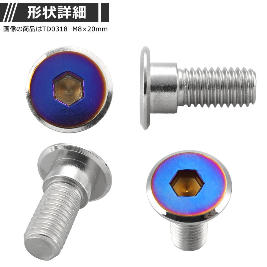 ブレーキディスク ローターボルト M8×15mm P1.25 ホンダ用 フラットヘッド 車/バイク シルバーカラー&ブルー 1個 TD0317 | ブランド登録なし | 02