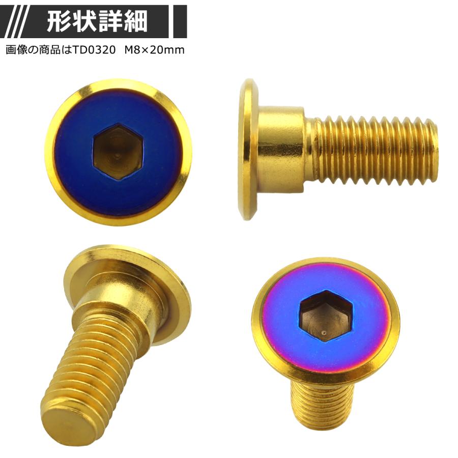 ブレーキディスク ローターボルト M8×15mm P1.25 ホンダ用 フラットヘッド 車/バイク ゴールドカラー&ブルー 1個 TD0319 | ブランド登録なし | 02