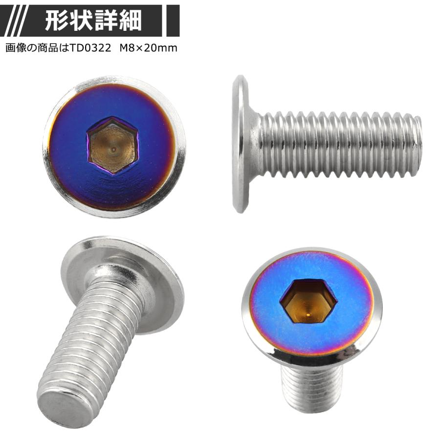 ブレーキディスク ローターボルト M8×20mm P1.25 ヤマハ用 フラットヘッド 車/バイク シルバーカラー&ブルー 1個 TD0322 | ブランド登録なし | 02