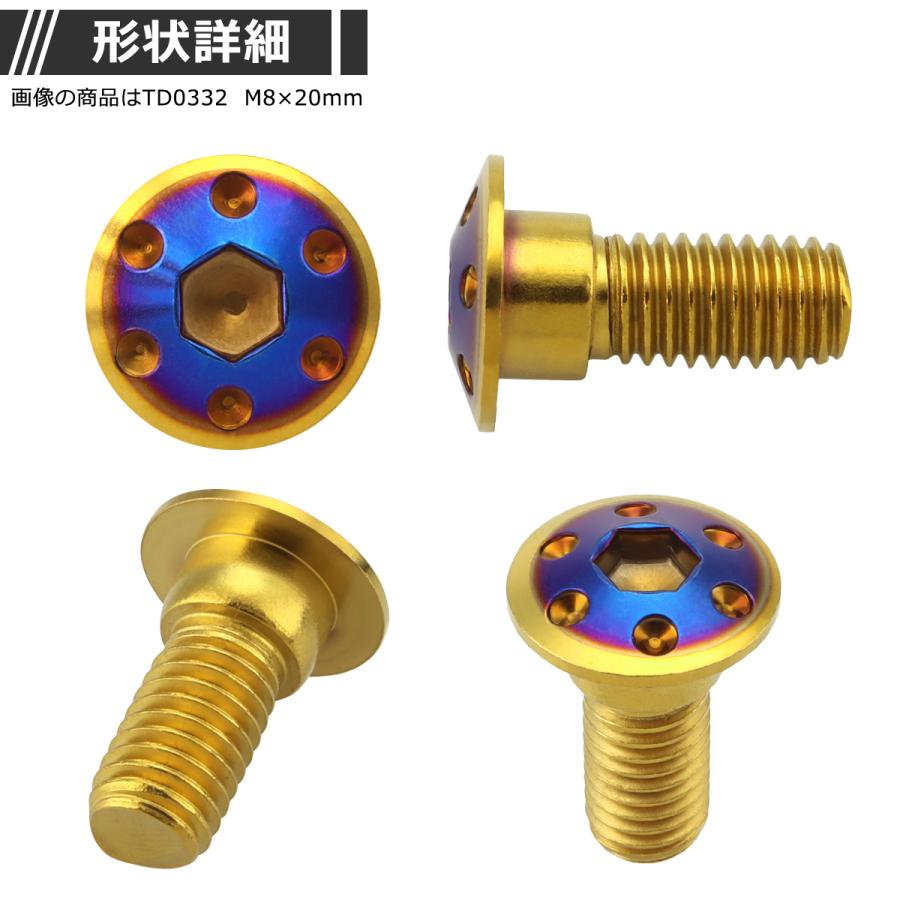 ブレーキディスク ローターボルト M8×15mm P1.25 ホンダ用 ホールヘッド 車/バイク ゴールドカラー＆ブルー 1個 TD0331 | ブランド登録なし | 02