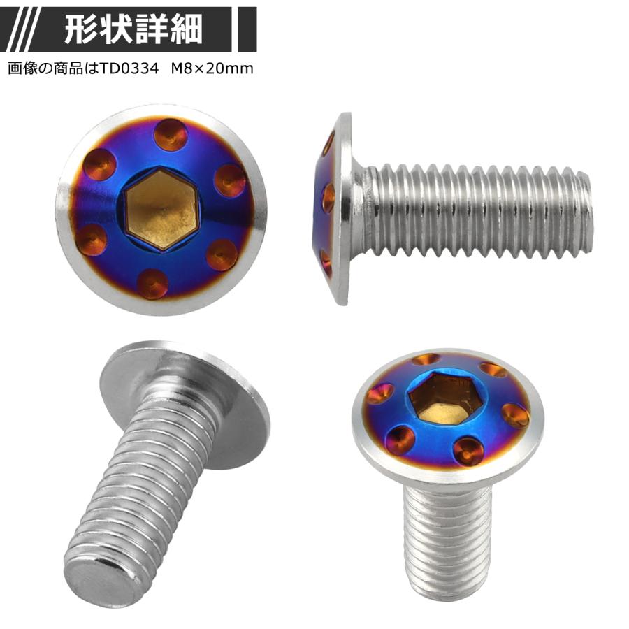ブレーキディスク ローターボルト M8×20mm P1.25 ヤマハ用 ホールヘッド 車/バイク シルバーカラー＆ブルー 1個 TD0334 | ブランド登録なし | 02