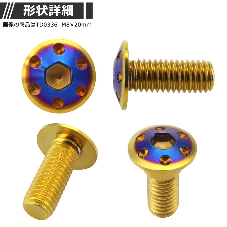 ブレーキディスク ローターボルト M8×15mm P1.25 ヤマハ用 ホールヘッド 車/バイク ゴールドカラー＆ブルー 1個 TD0335 | ブランド登録なし | 02
