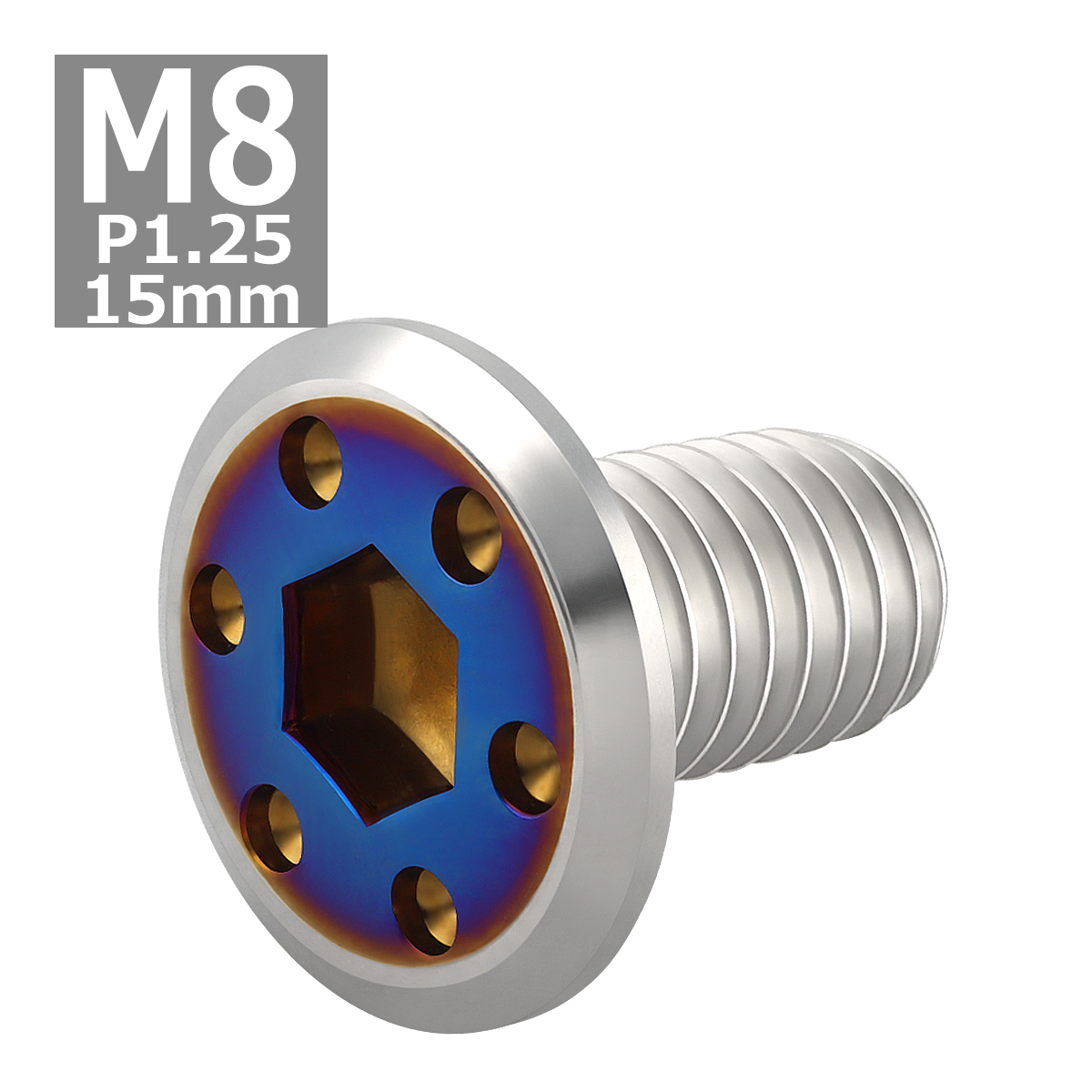 ブレーキディスク ローターボルト M8×15mm P1.25 ヤマハ用 シンホールヘッド シルバーカラー＆ブルー 1個 TD0337 | ブランド登録なし | 03