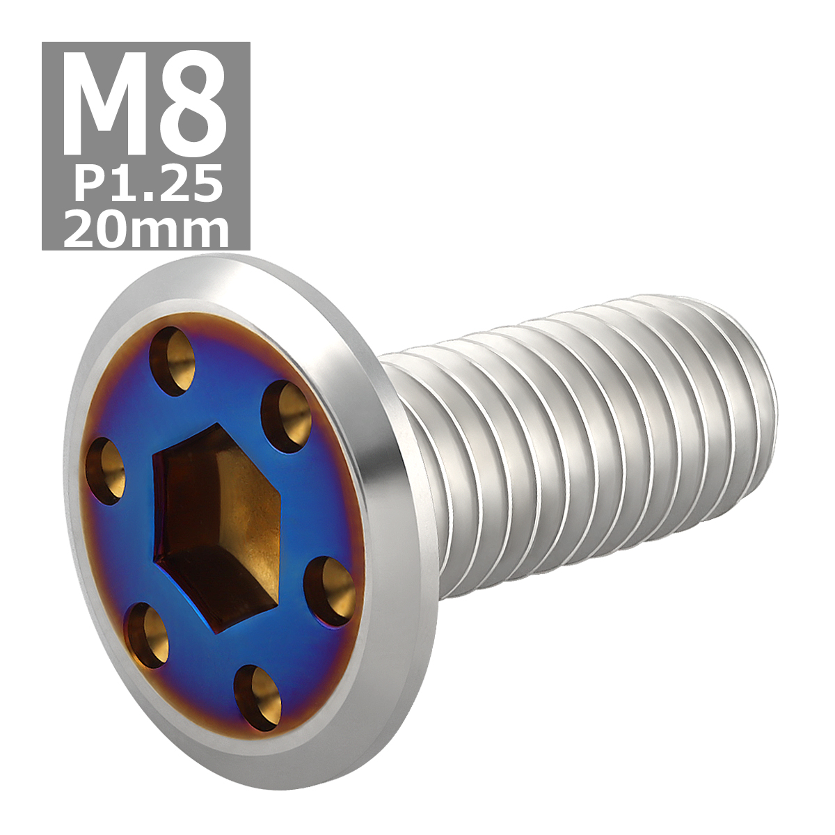 ブレーキディスク ローターボルト M8×20mm P1.25 ヤマハ用 シンホールヘッド シルバーカラー＆ブルー 1個 TD0338 | ブランド登録なし | 03