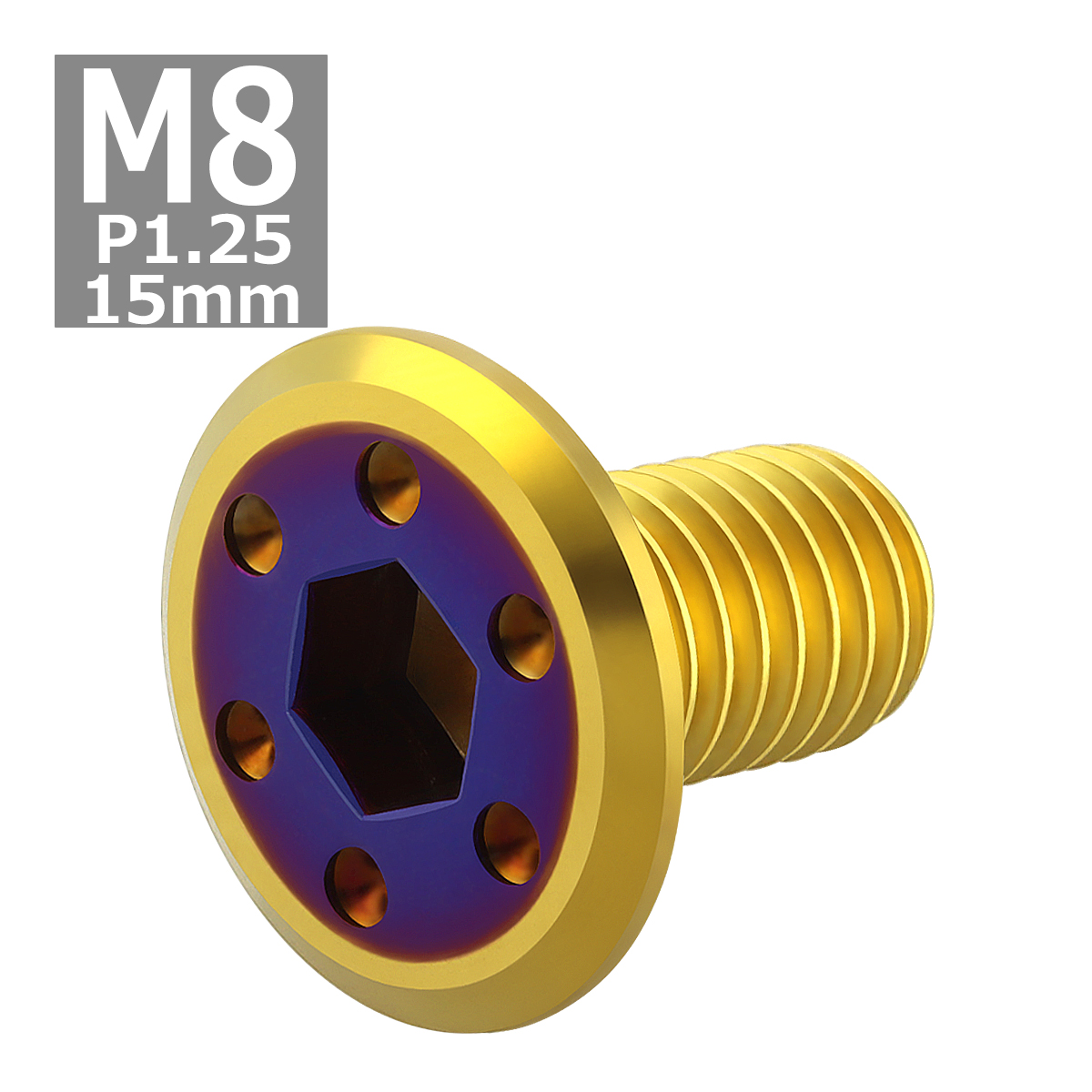 ブレーキディスク ローターボルト M8×15mm P1.25 ヤマハ用 シンホールヘッド ゴールドカラー＆ブルー 1個 TD0339 | ブランド登録なし | 03
