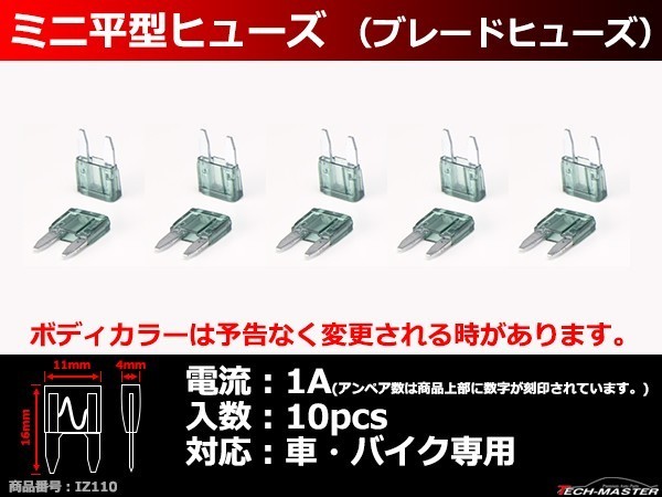 1A ミニ平型ヒューズ 10個入り ブレードヒューズ 車用 IZ110 :IZ110:TECH-MASTER - 通販 - Yahoo!ショッピング