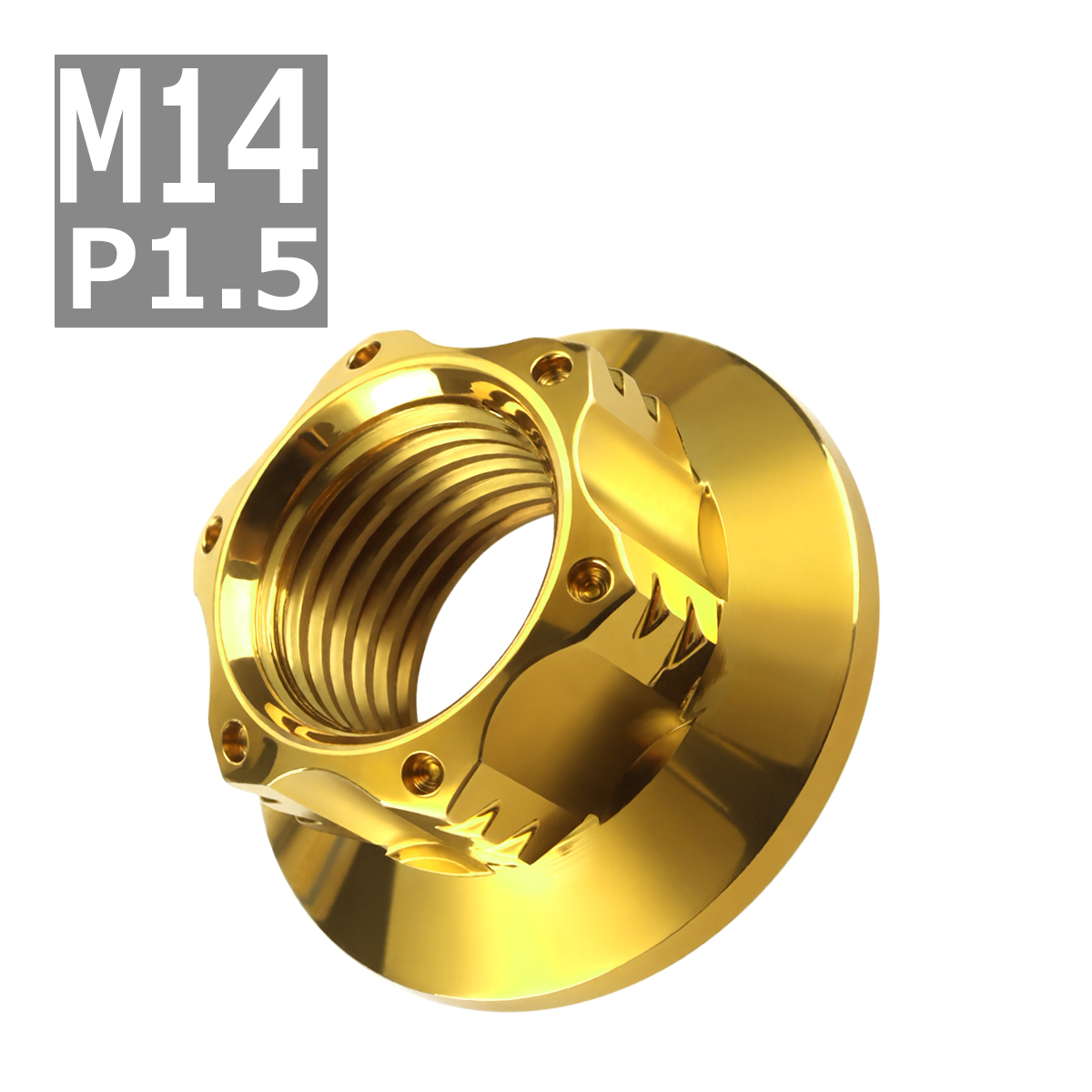 フランジナット M14 P1.5 スターホール 外径28.5mm ステンレス ゴールドカラー 1個 TF0034 | ブランド登録なし | 03