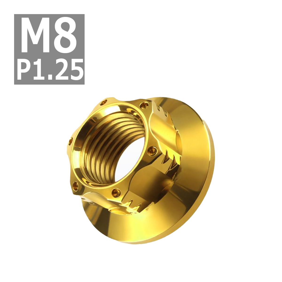 フランジナット M8 P1.25 スターホール 外径17mm ステンレス ゴールドカラー 1個 TF0043 | ブランド登録なし | 03
