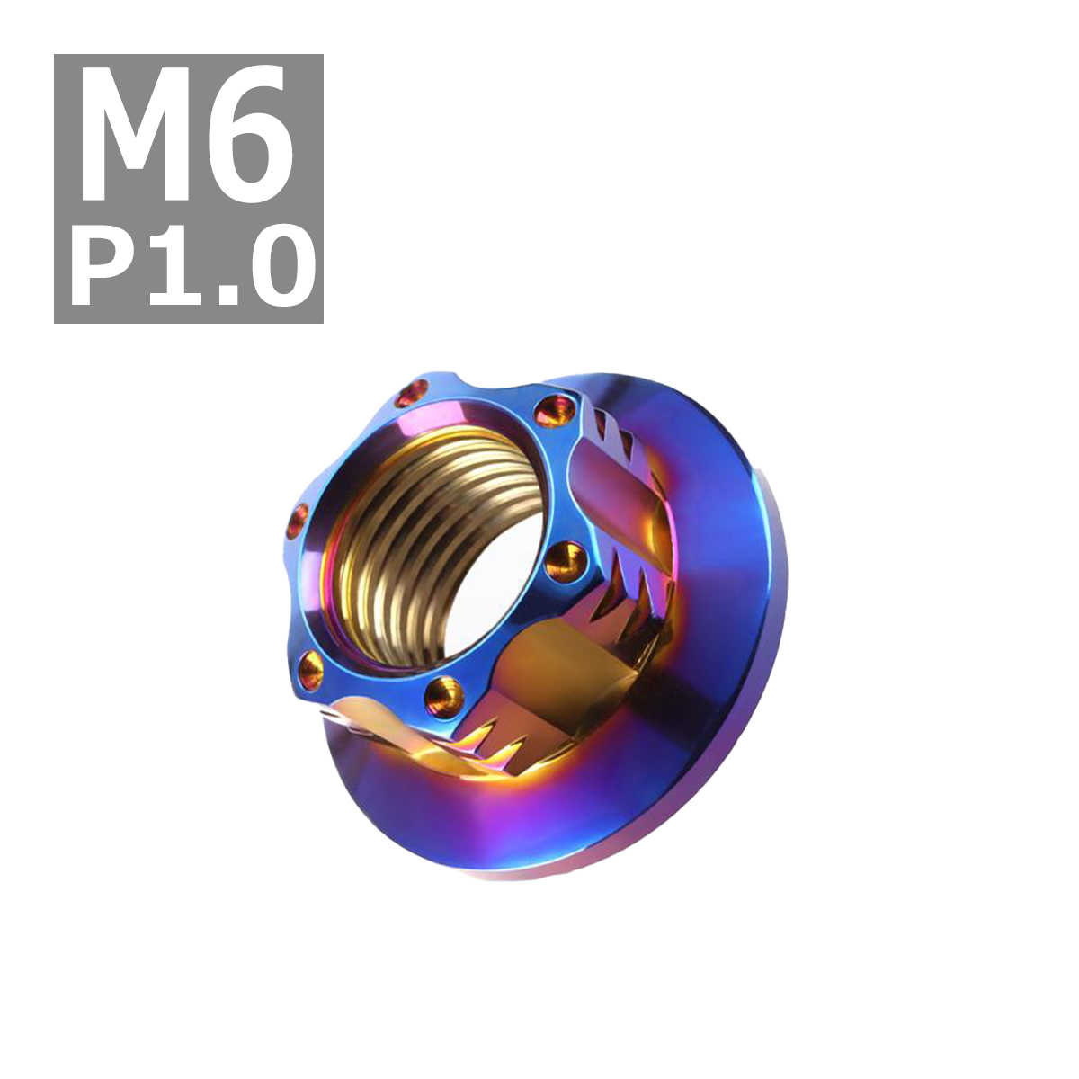 フランジナット M6 P1.0 スターホール 外径13mm ステンレス 焼きチタンカラー 1個 TF0047 | ブランド登録なし | 03