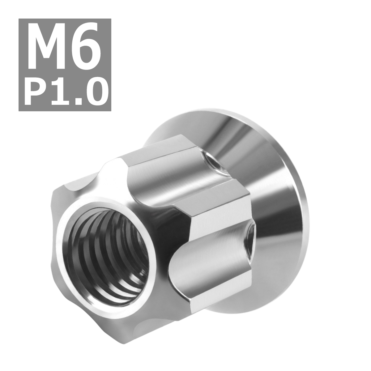 フランジ ロングナット M6 P1.0 スターカット デザイン ステンレス シルバーカラー 1個 TF0052 | ブランド登録なし | 03