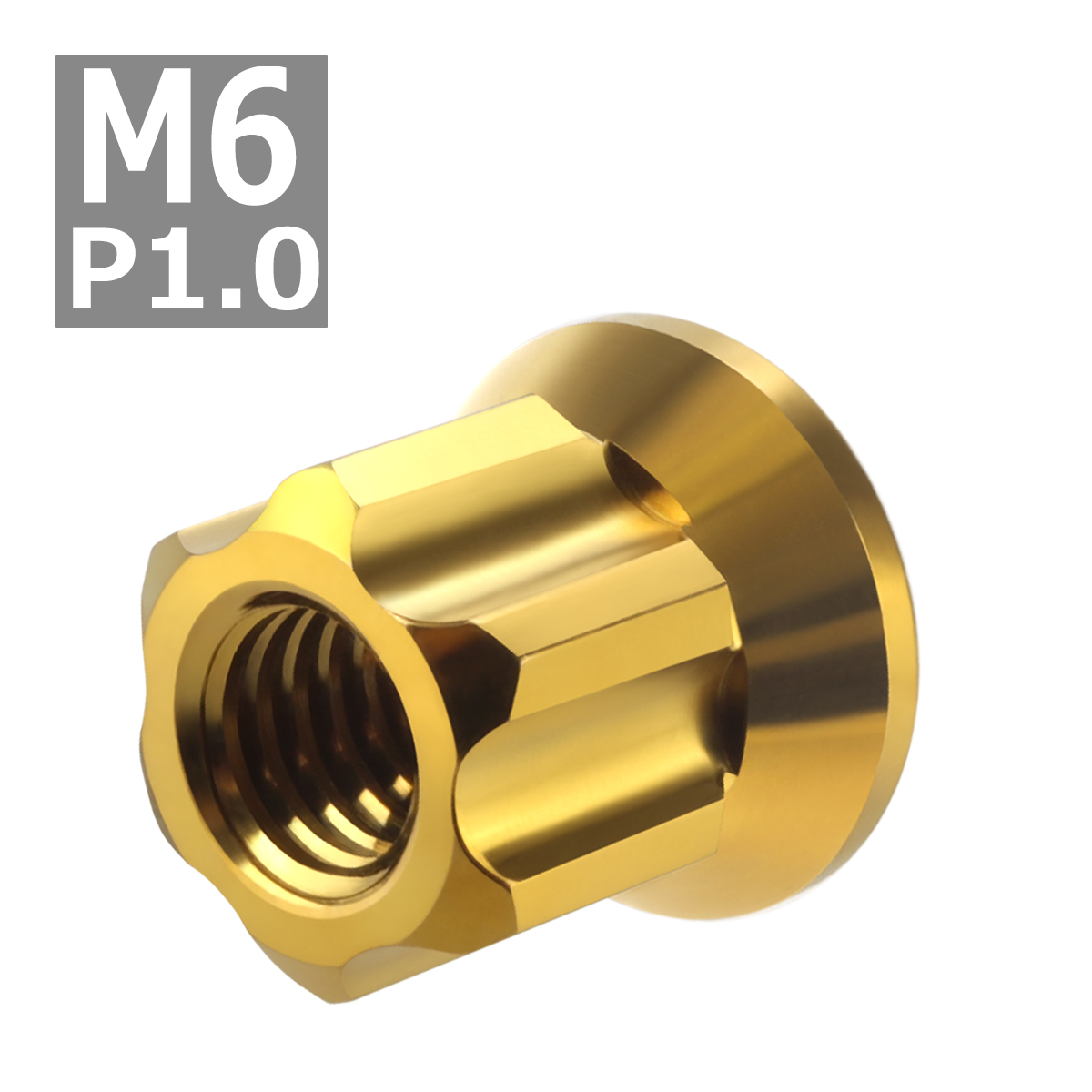 フランジ ロングナット M6 P1.0 スターカット デザイン ステンレス ゴールドカラー 1個 TF0058 | ブランド登録なし | 03